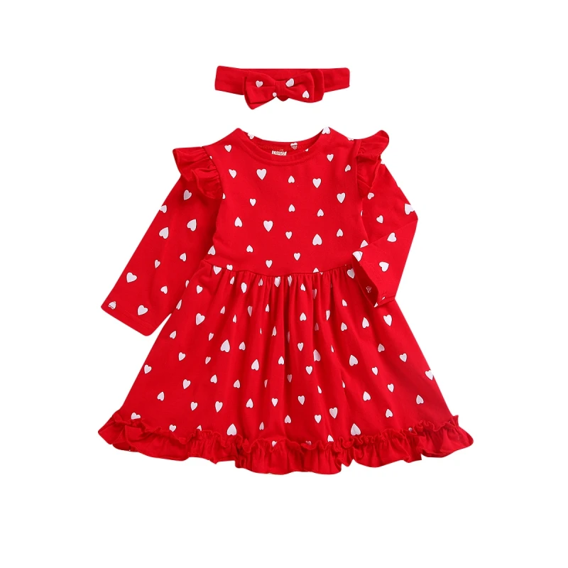 2021 Dievčatá Šaty Detí Roztomilý Červený Broskyňa Srdce Šaty Červené 110 cm Nového